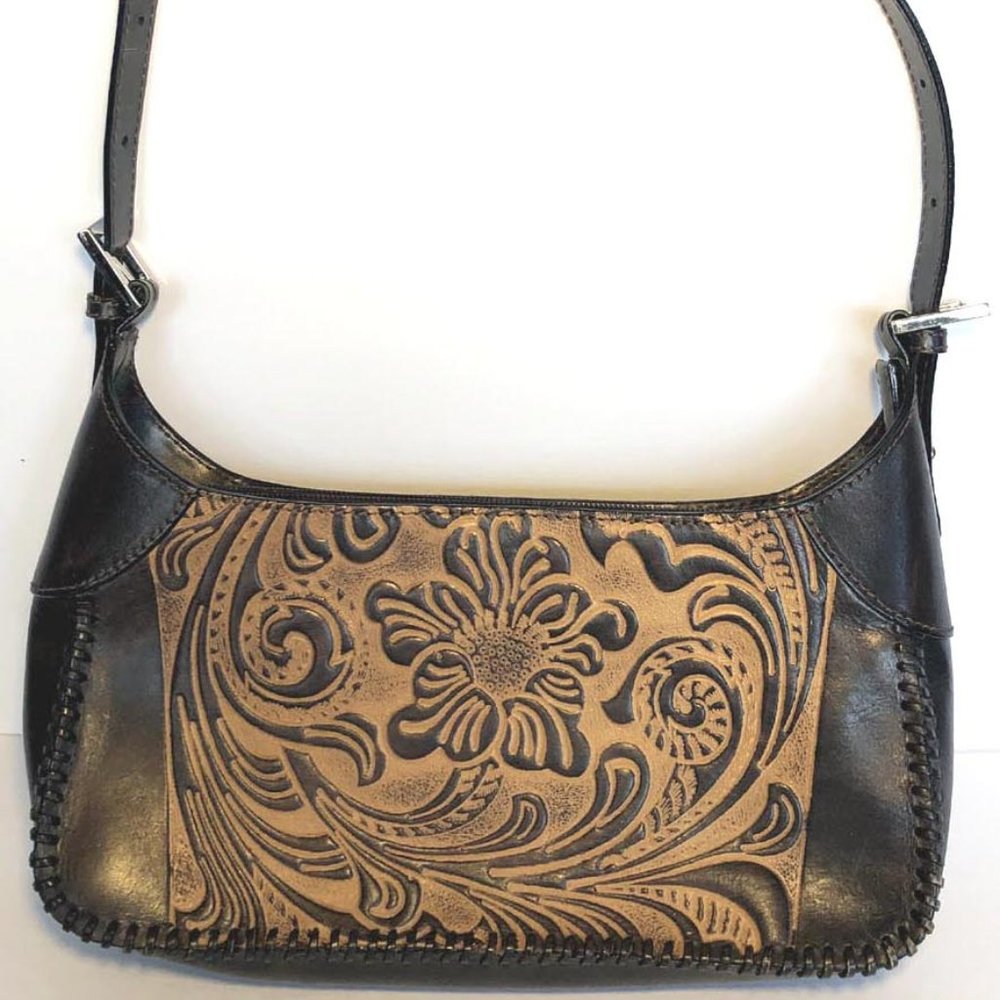 Tooled Leather Cross-body Bag NWOT Vintage Design by Jeanne Lottie